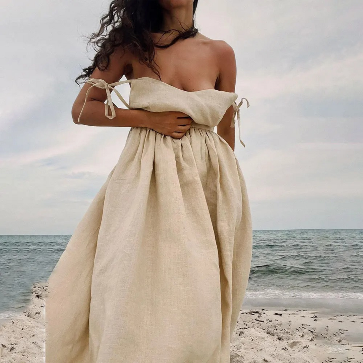 Anaïs | Robe estivale en lin à détails noués