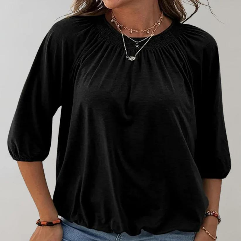 Célestine | Blouse légère à fronces et manches 3/4 pour femme