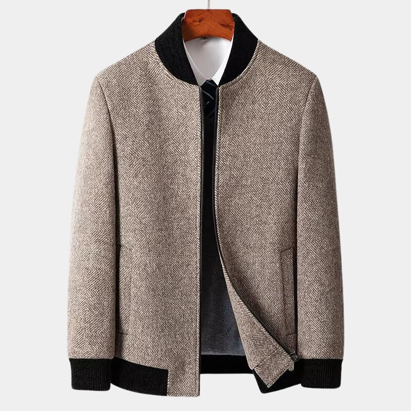 Bastien | Veste homme col contrasté en maille texturée