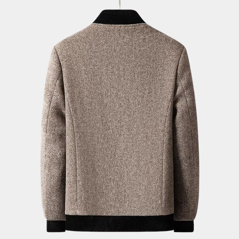 Bastien | Veste homme col contrasté en maille texturée