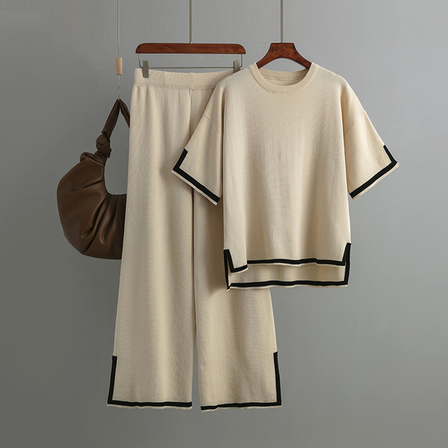 Alvèna | Ensemble Pull Oversize et Pantalon Large en Maille pour Femme