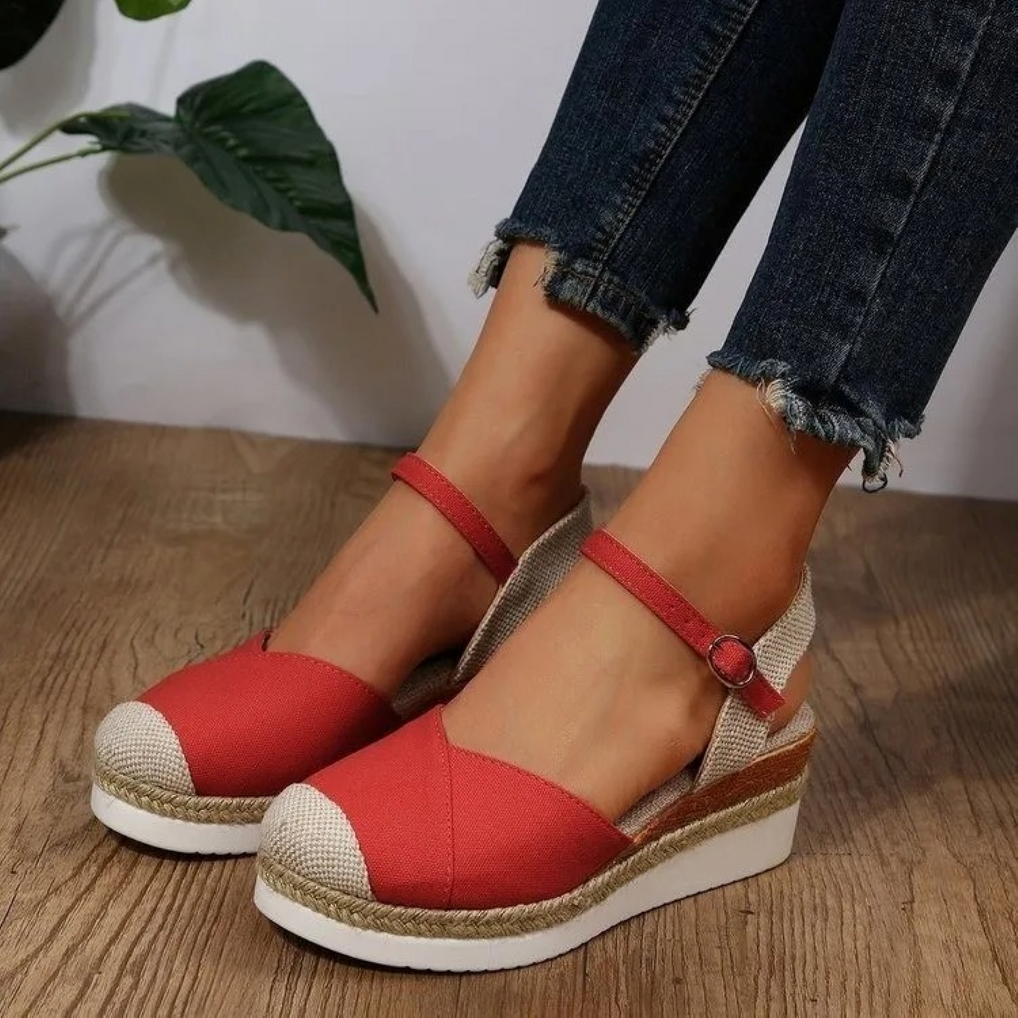 Anaïs | Sandales espadrilles à brides et semelle compensée