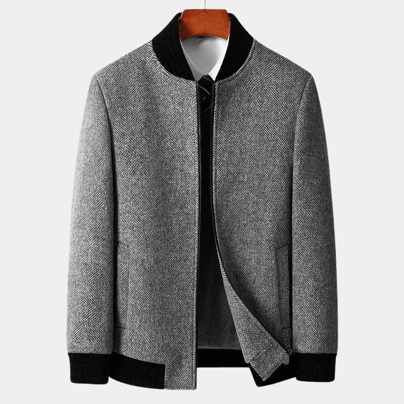 Bastien | Veste homme col contrasté en maille texturée