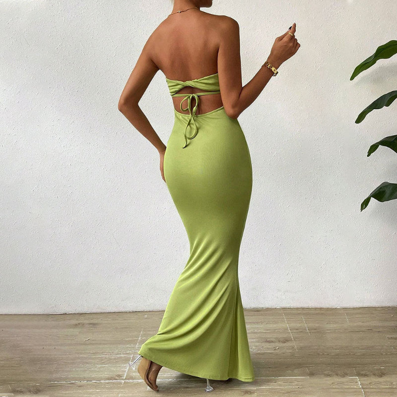 Alina | Robe Longue Bustier Dos Nu Slim Fit