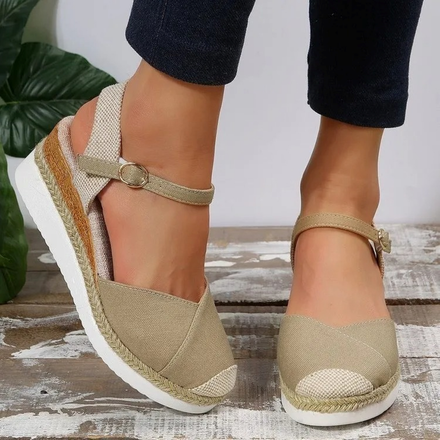 Anaïs | Sandales espadrilles à brides et semelle compensée