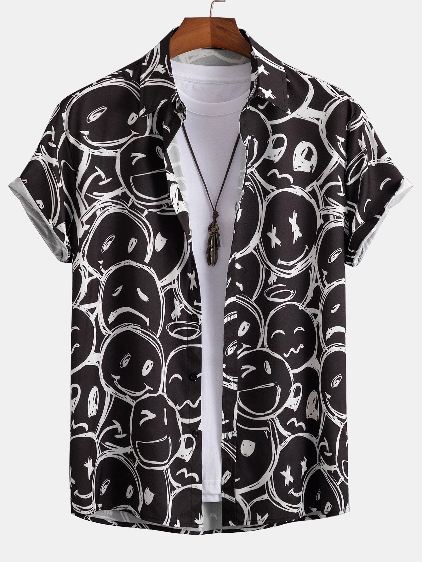 Léo | Chemise à Imprimé Smiley pour Hommes à Boutons