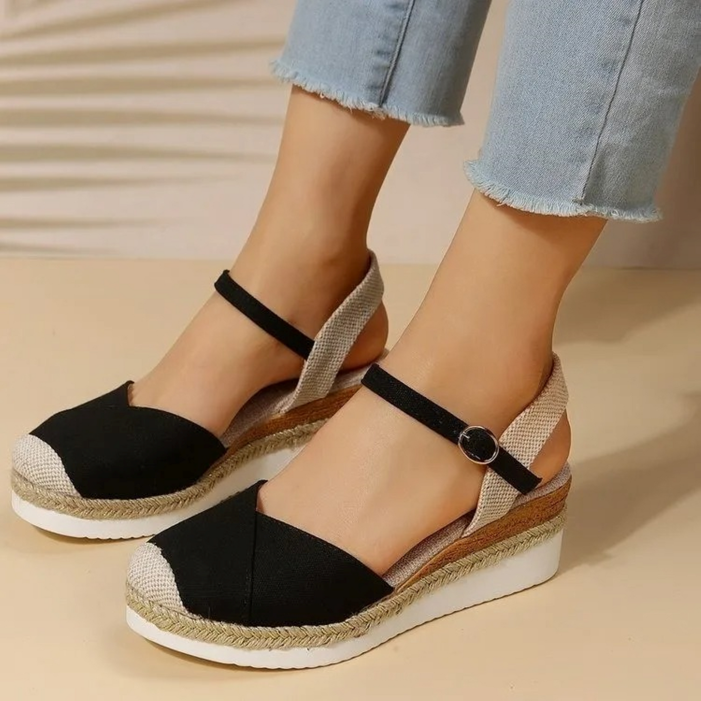 Anaïs | Sandales espadrilles à brides et semelle compensée