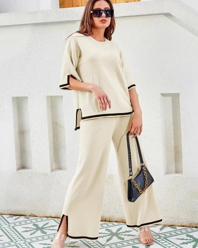 Alvèna | Ensemble Pull Oversize et Pantalon Large en Maille pour Femme