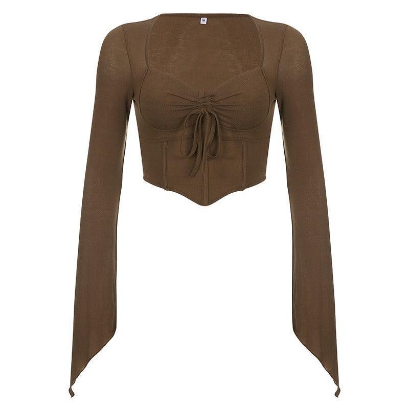 Amélie | Blouse Structurée à Plis Irreguliers et Décolleté Profond