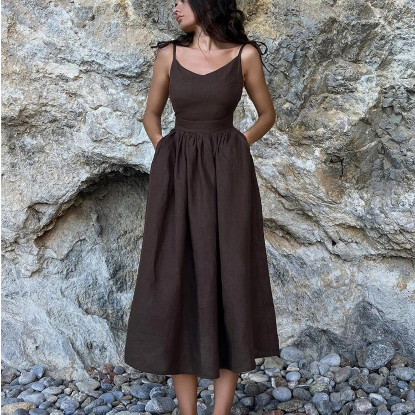 Anaïs | Robe estivale en lin à détails noués