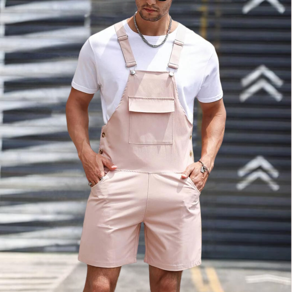Adrien | Salopette Courte avec Poche Poitrine pour Homme