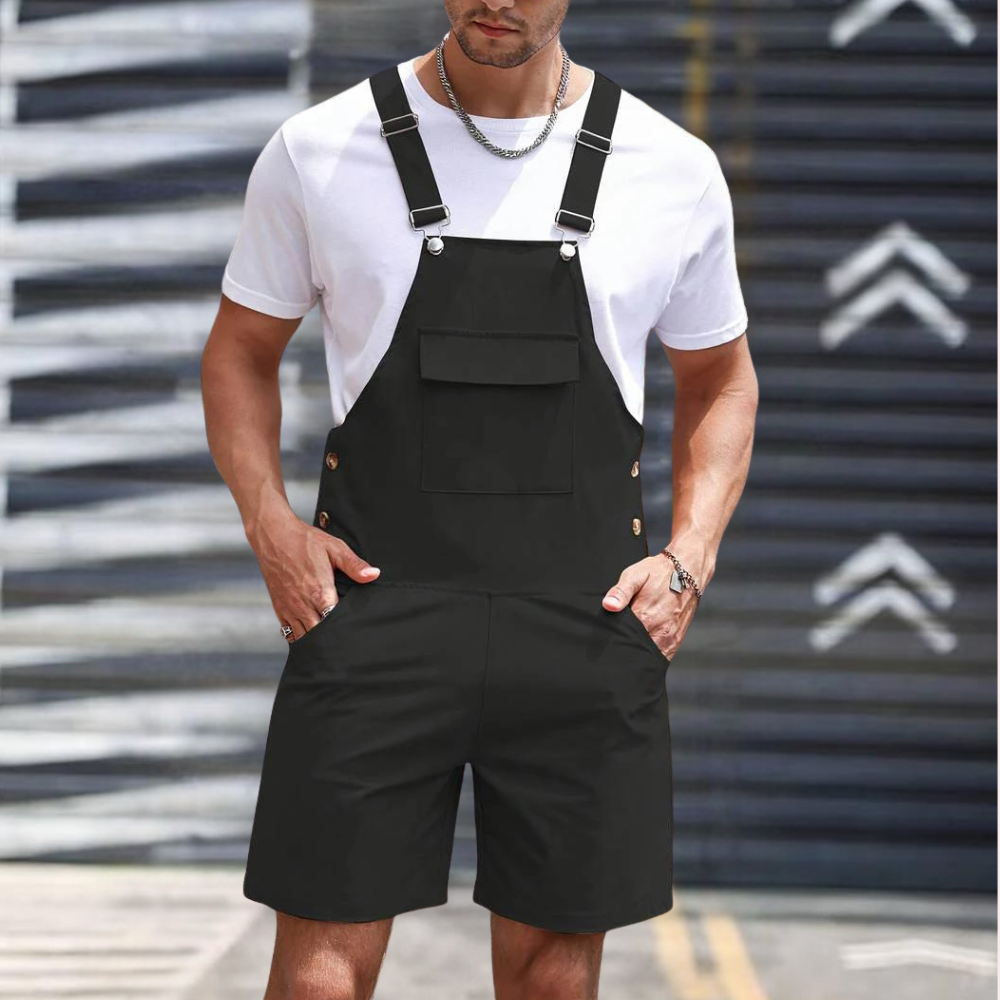 Adrien | Salopette Courte avec Poche Poitrine pour Homme