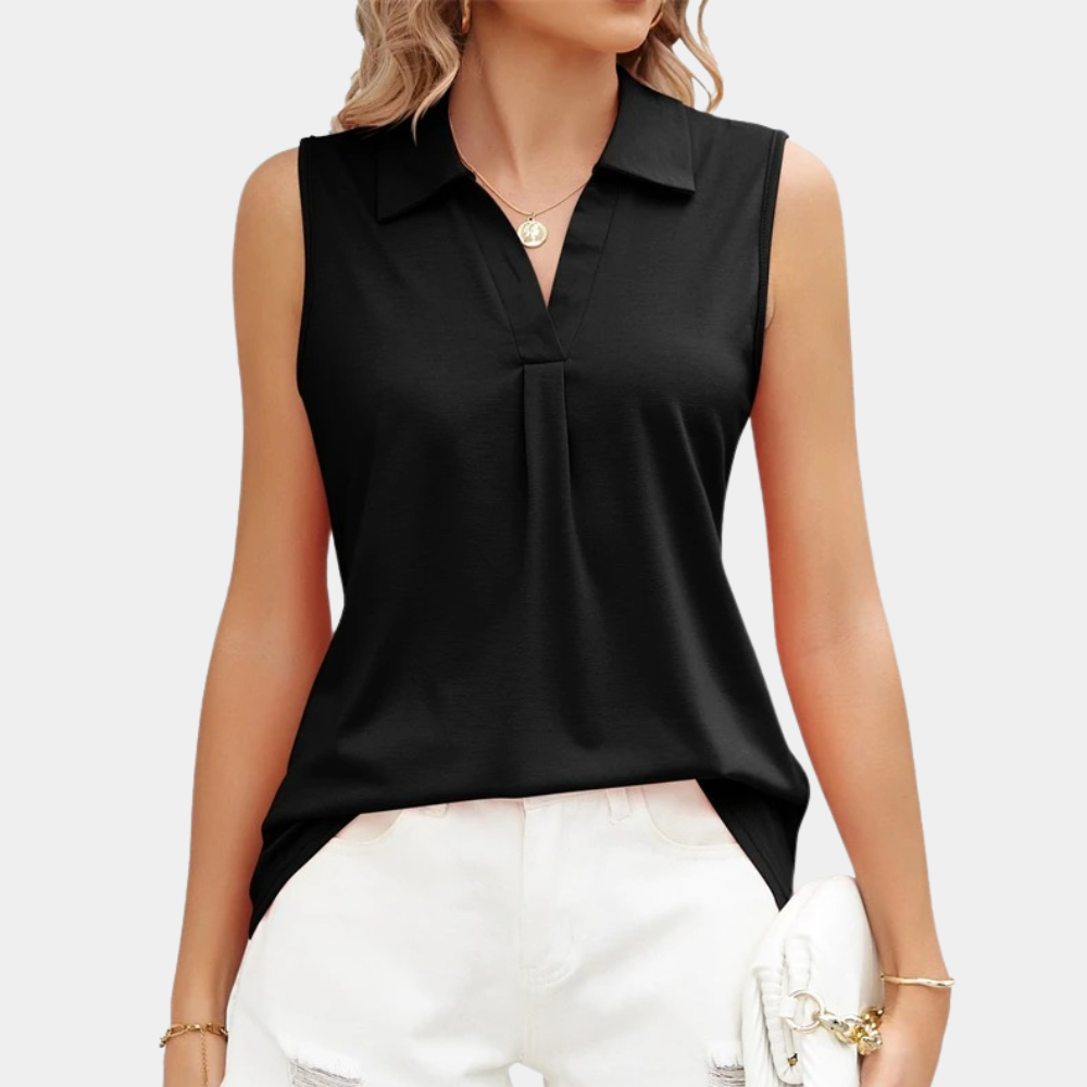 Alina | Blouse Sans Manches à Col Croisé et Plis Élégants