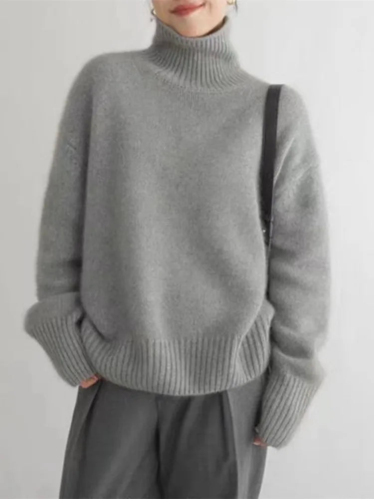 Margaux | Pull femme oversize à col roulé en laine