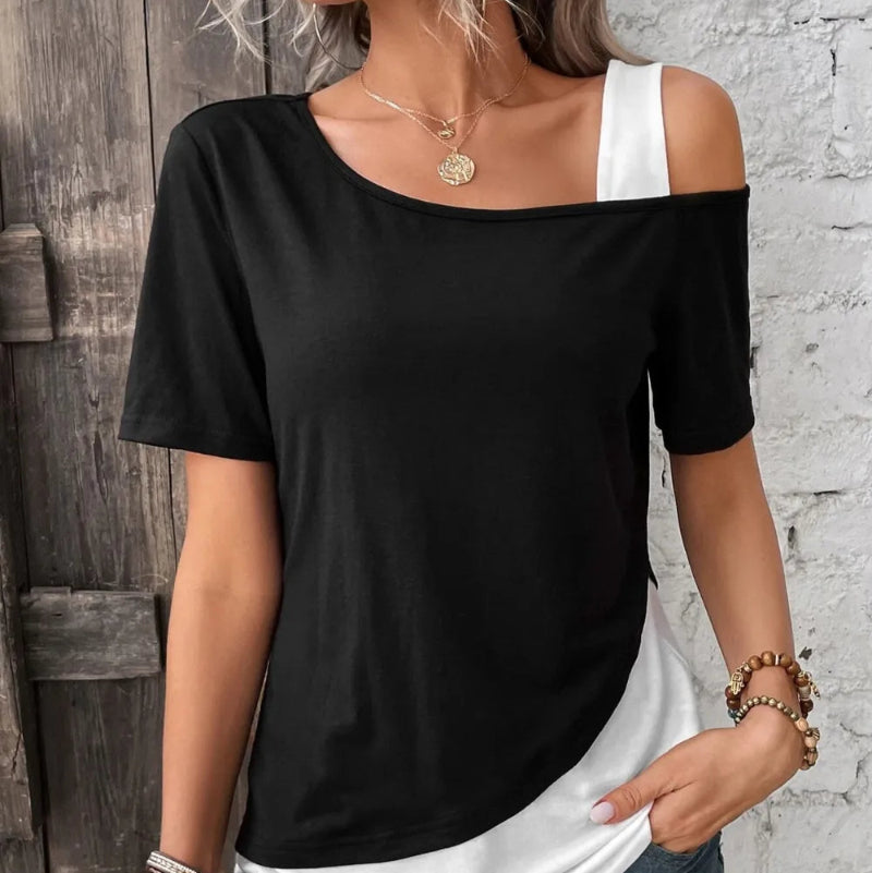 Alina | T-shirt Asymétrique à Manches Courtes