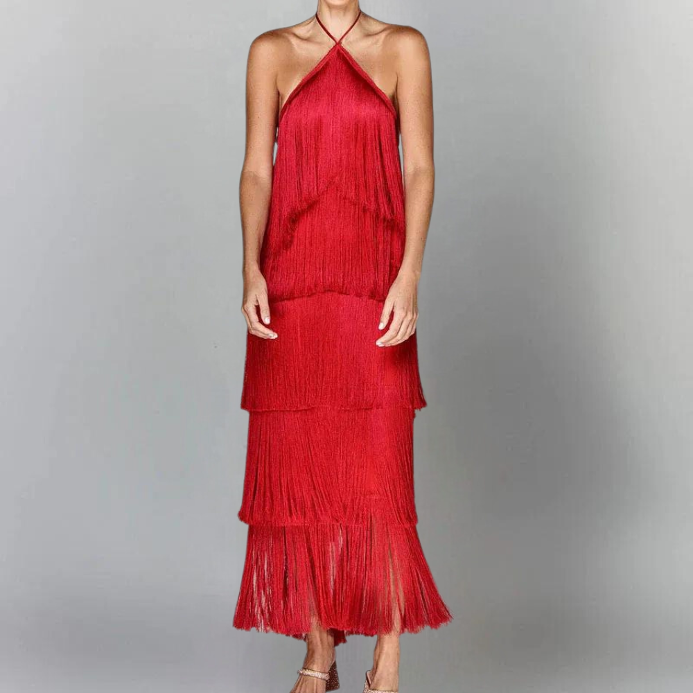 Élodie | Robe Halter à Franges pour Femme