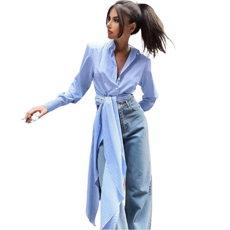 Camille | Chemise Longue à Nouer Manches Longues
