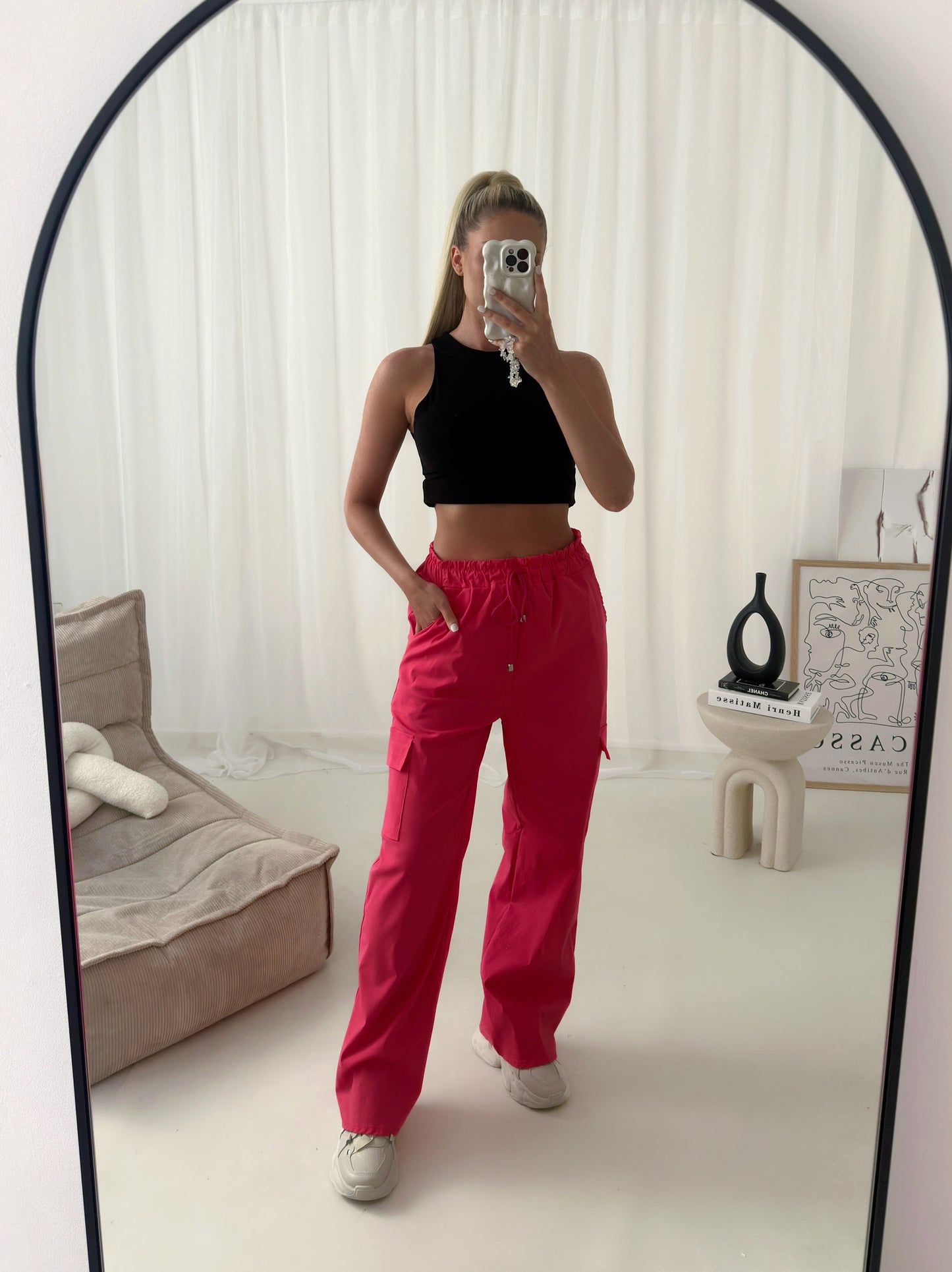 Liora | Pantalon cargo stretch à jambes larges et poches