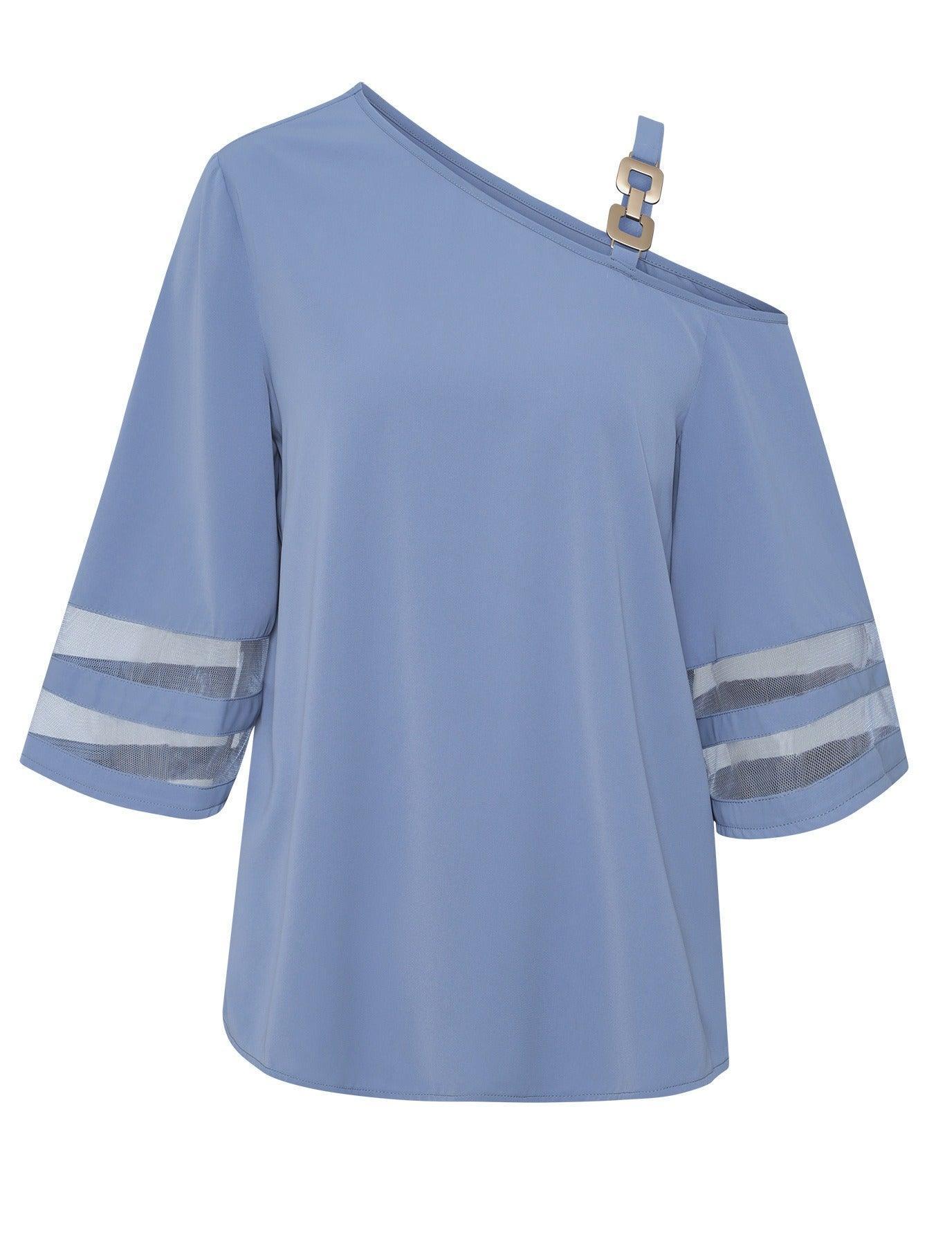 Clara | Blouse Asymétrique Unilatérale à Boutons Métalliques