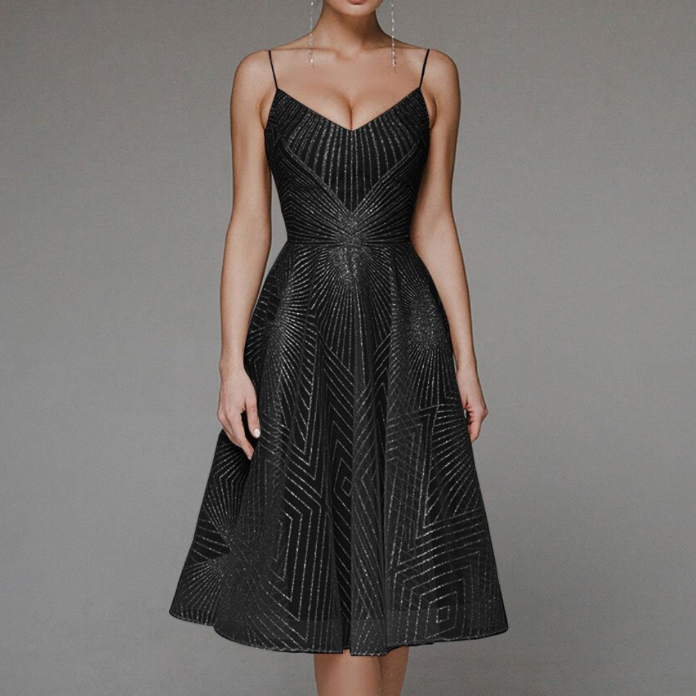 Elora | Robe à Dos Nu et Motif Géométrique