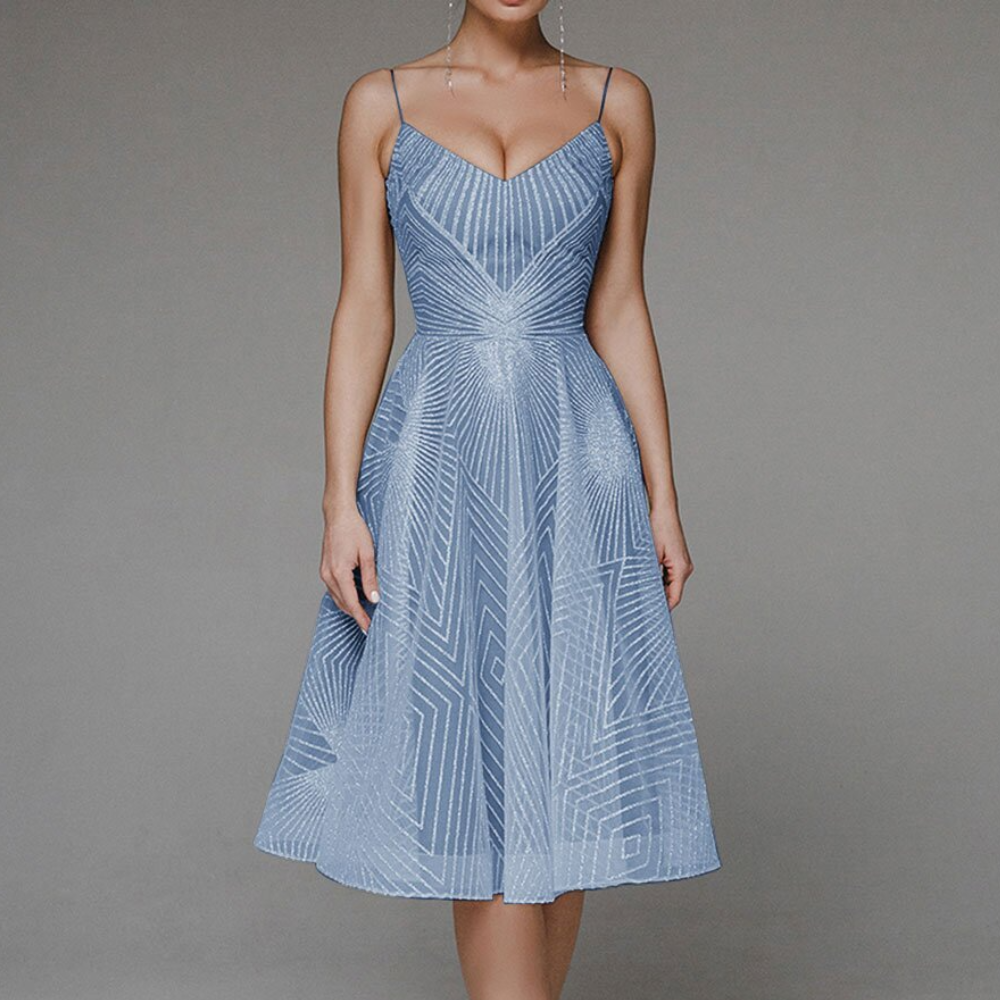 Elora | Robe à Dos Nu et Motif Géométrique