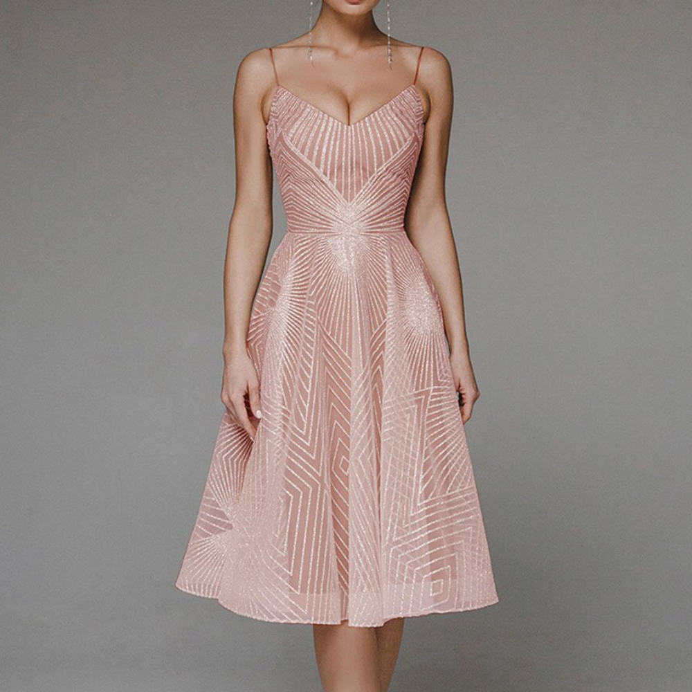 Elora | Robe à Dos Nu et Motif Géométrique