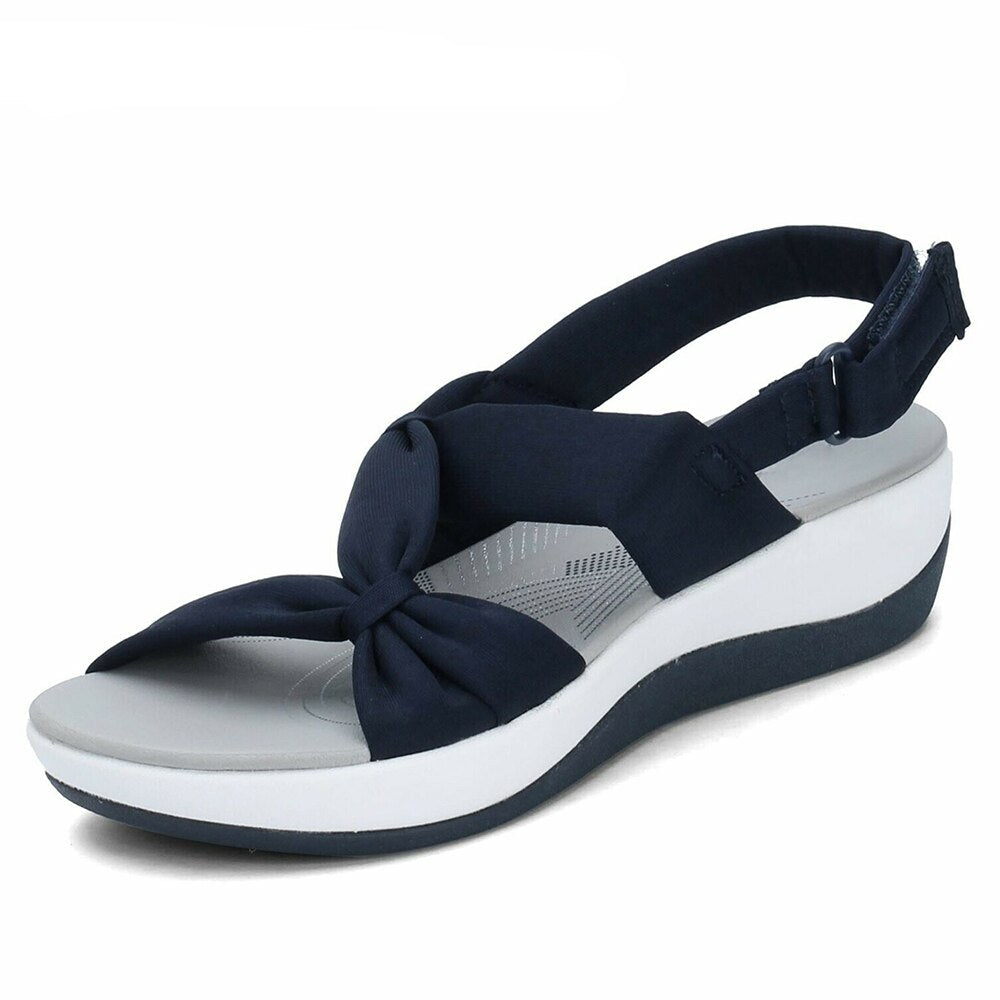 Amara | Sandales à Nœud pour Femme avec Semelle Compensée et Bride Élastique