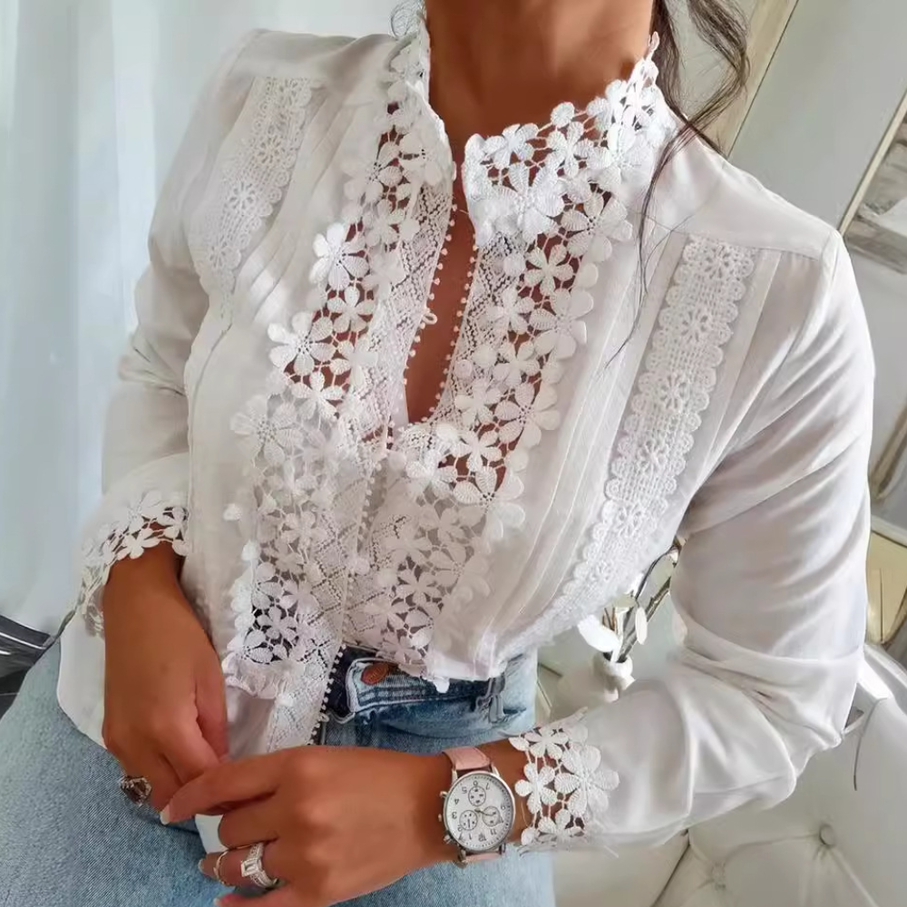 Léana | Blouse en Dentelle Fleurie pour Femme