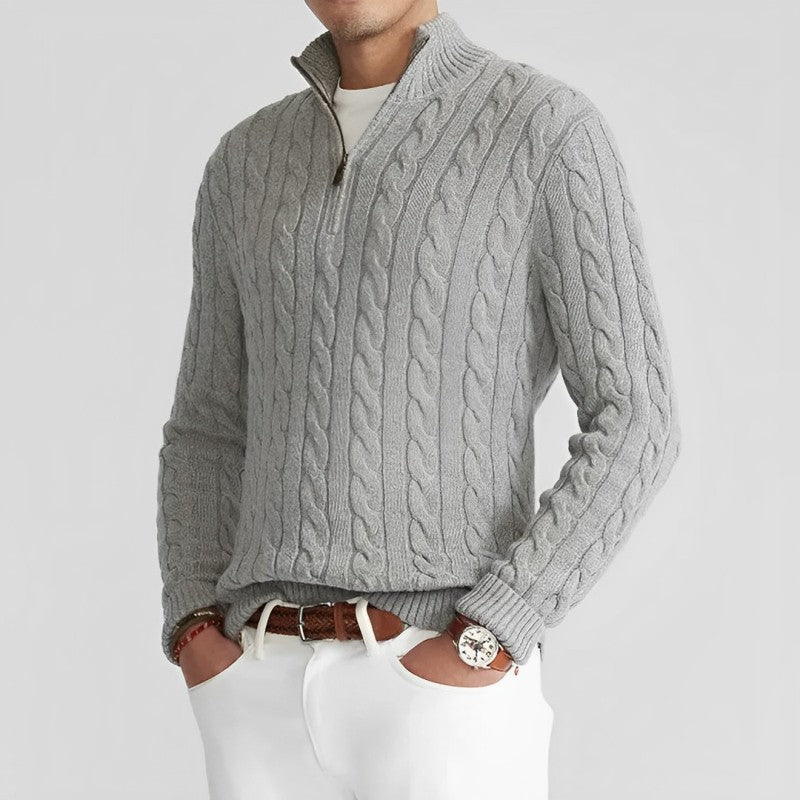 Lorenzo | Pull Torsadé à Demi-Fermeture Zippée pour Homme
