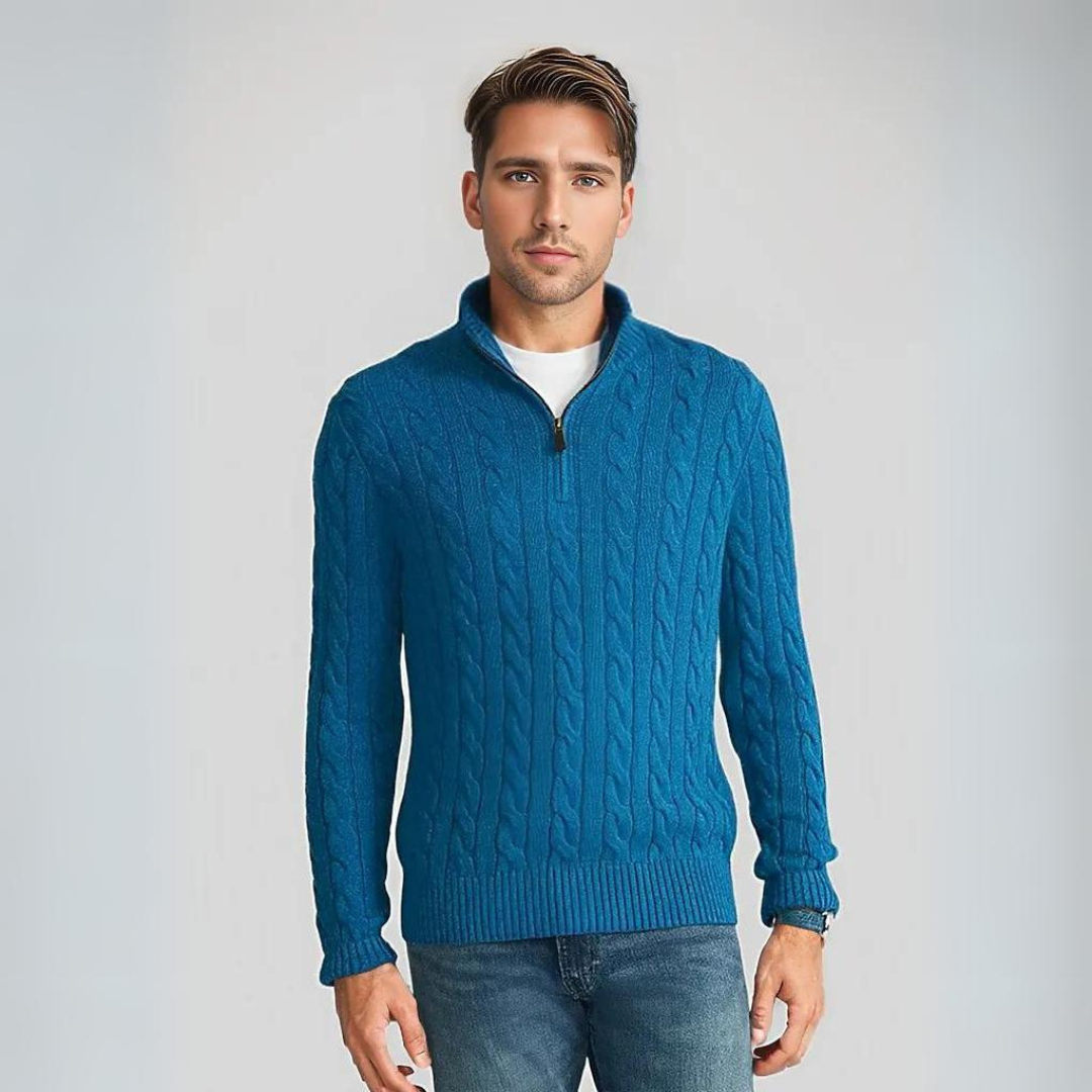 Lorenzo | Pull Torsadé à Demi-Fermeture Zippée pour Homme