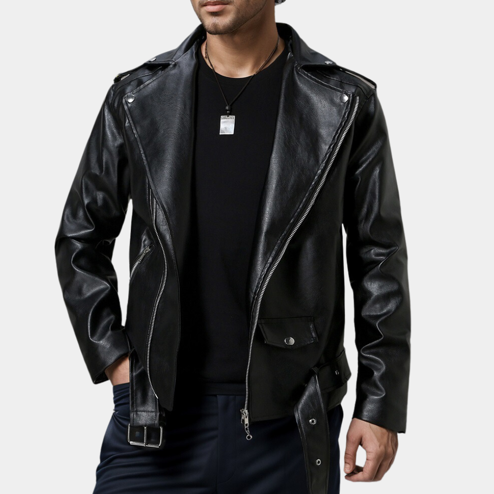 Marcel | Veste Biker avec Ceinture et Détails Zippés