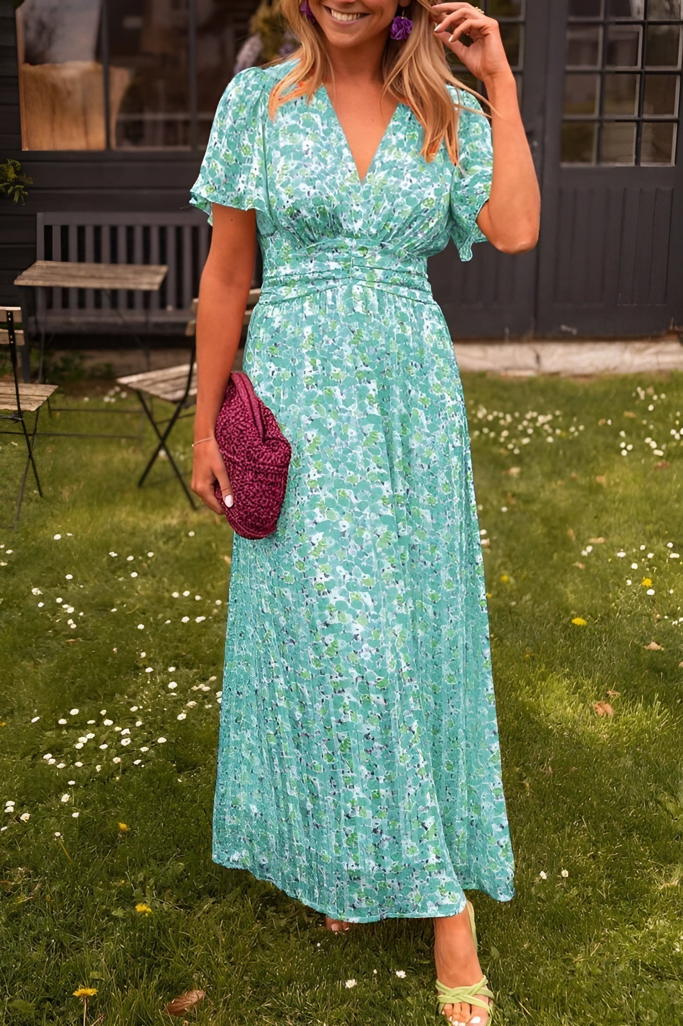 Amara | Robe Longue Fluide à Imprimé Coloré