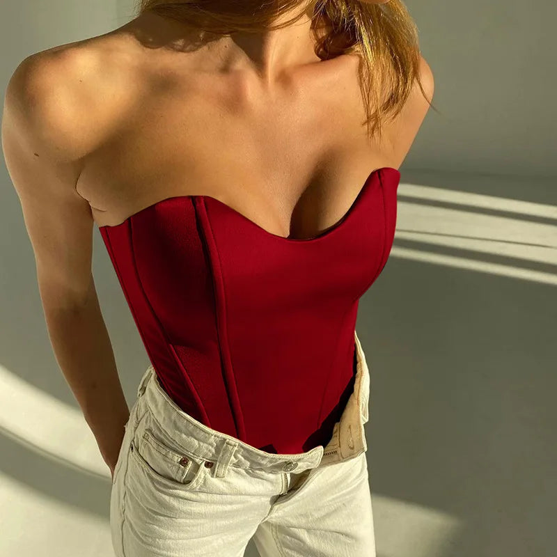 Élisa | Haut Bustier Sans Bretelles en Satin