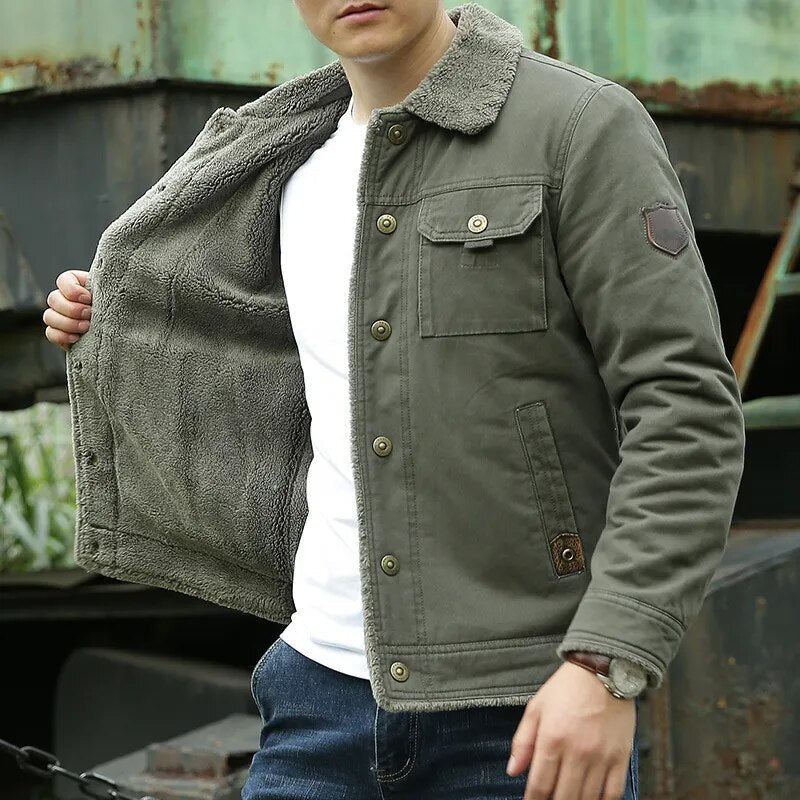 Soren | Veste Homme Doublée avec Col en Fourrure et Fermeture Boutonnée