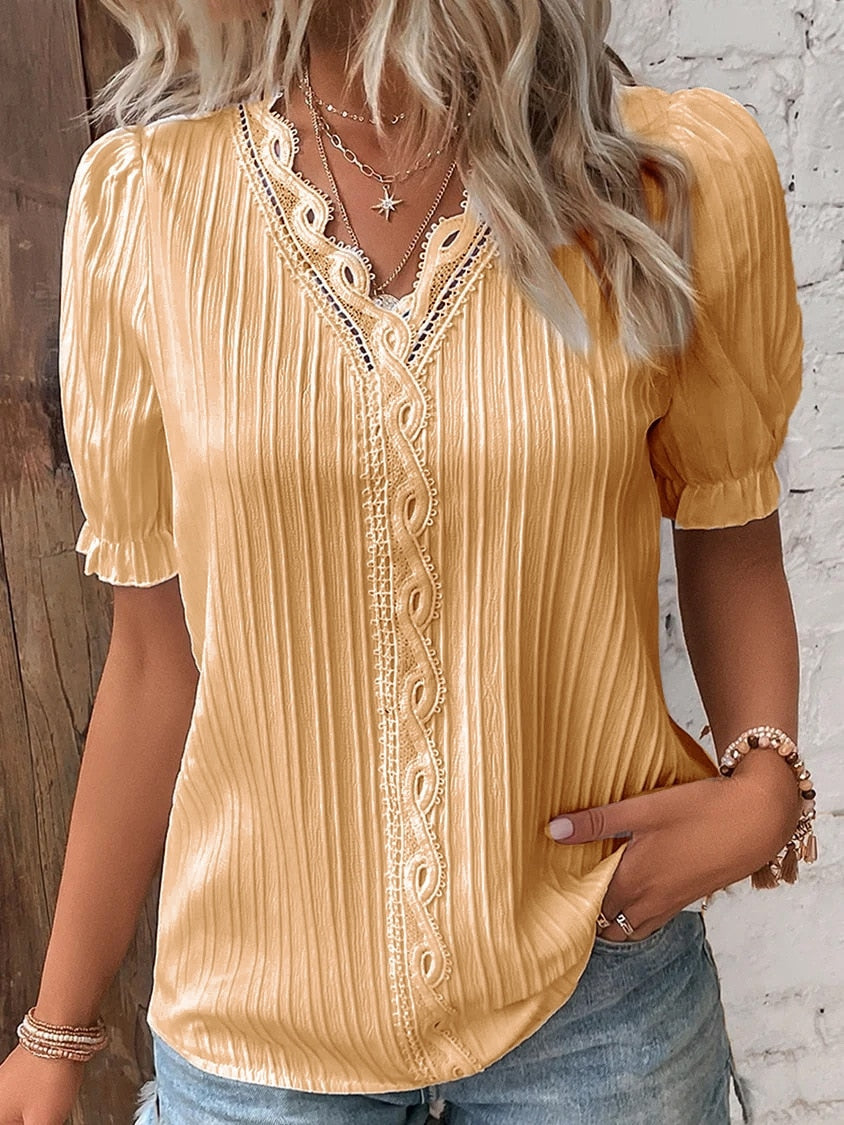 Léonie | Blouse en Dentelle avec Manches Bouffantes pour Femmes