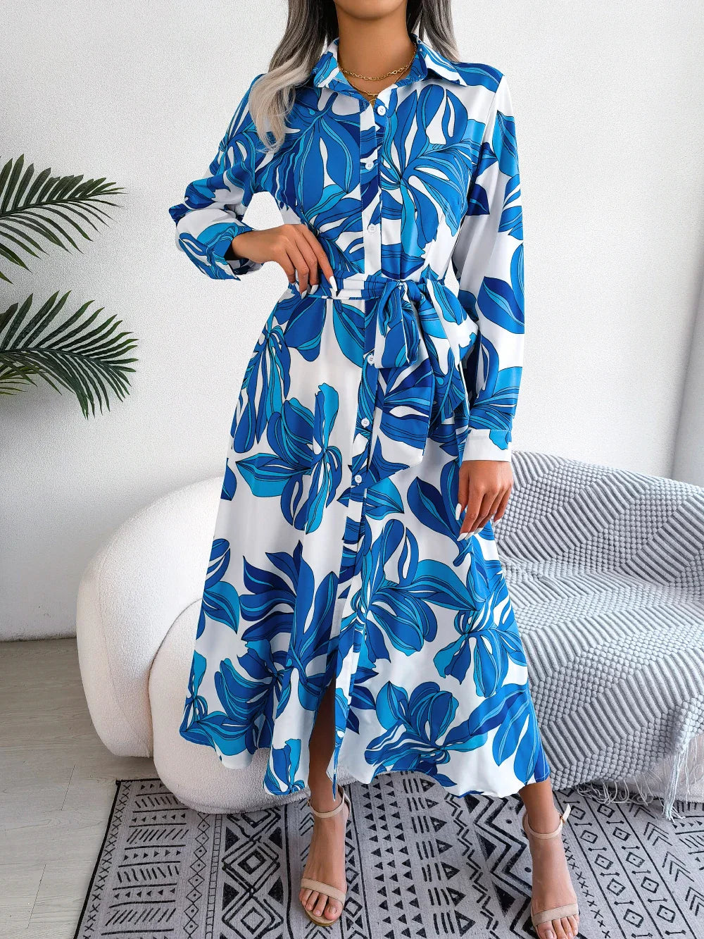 Claire | Robe-Chemise Fluide à Imprimé Floral