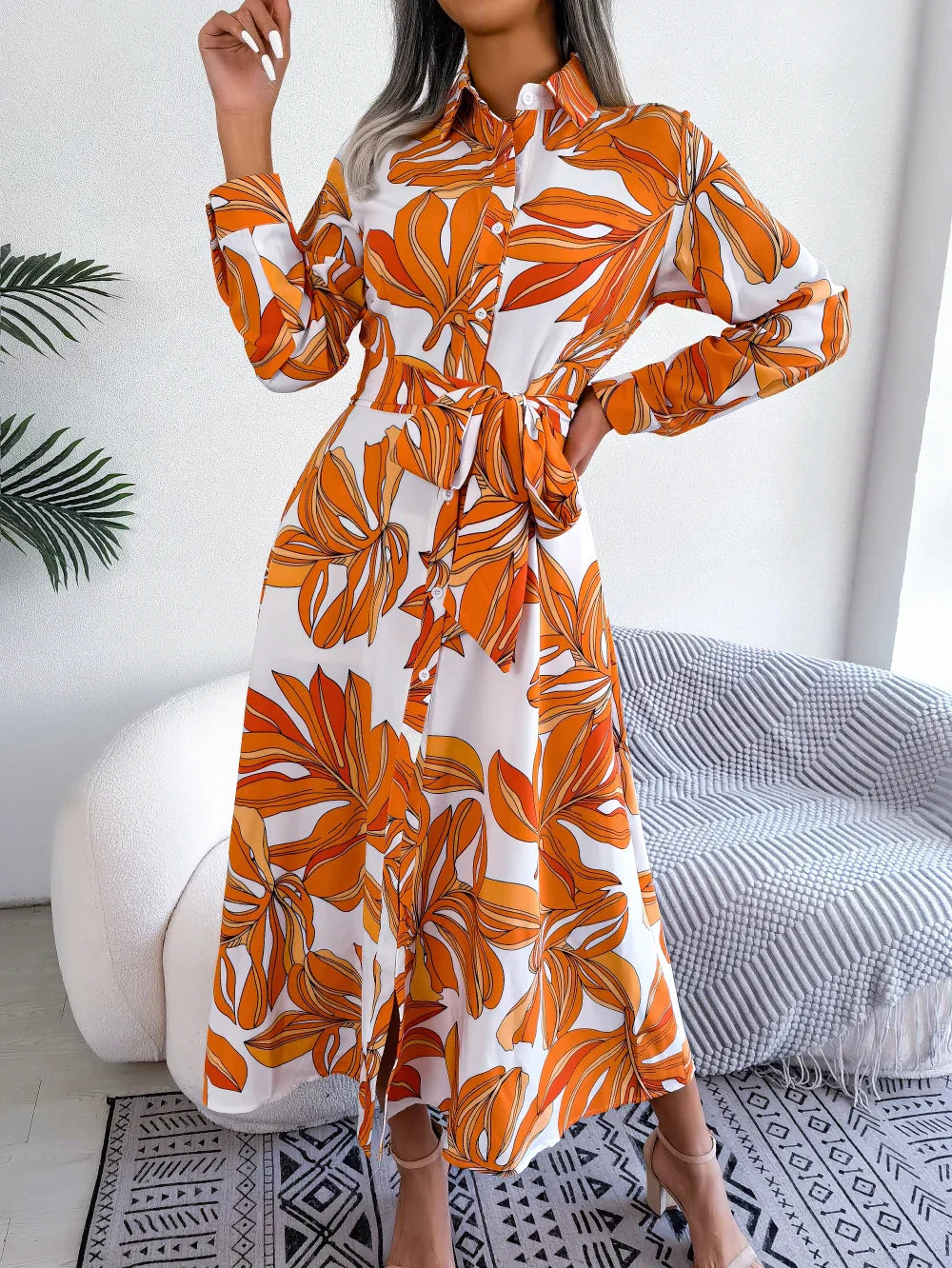 Claire | Robe-Chemise Fluide à Imprimé Floral