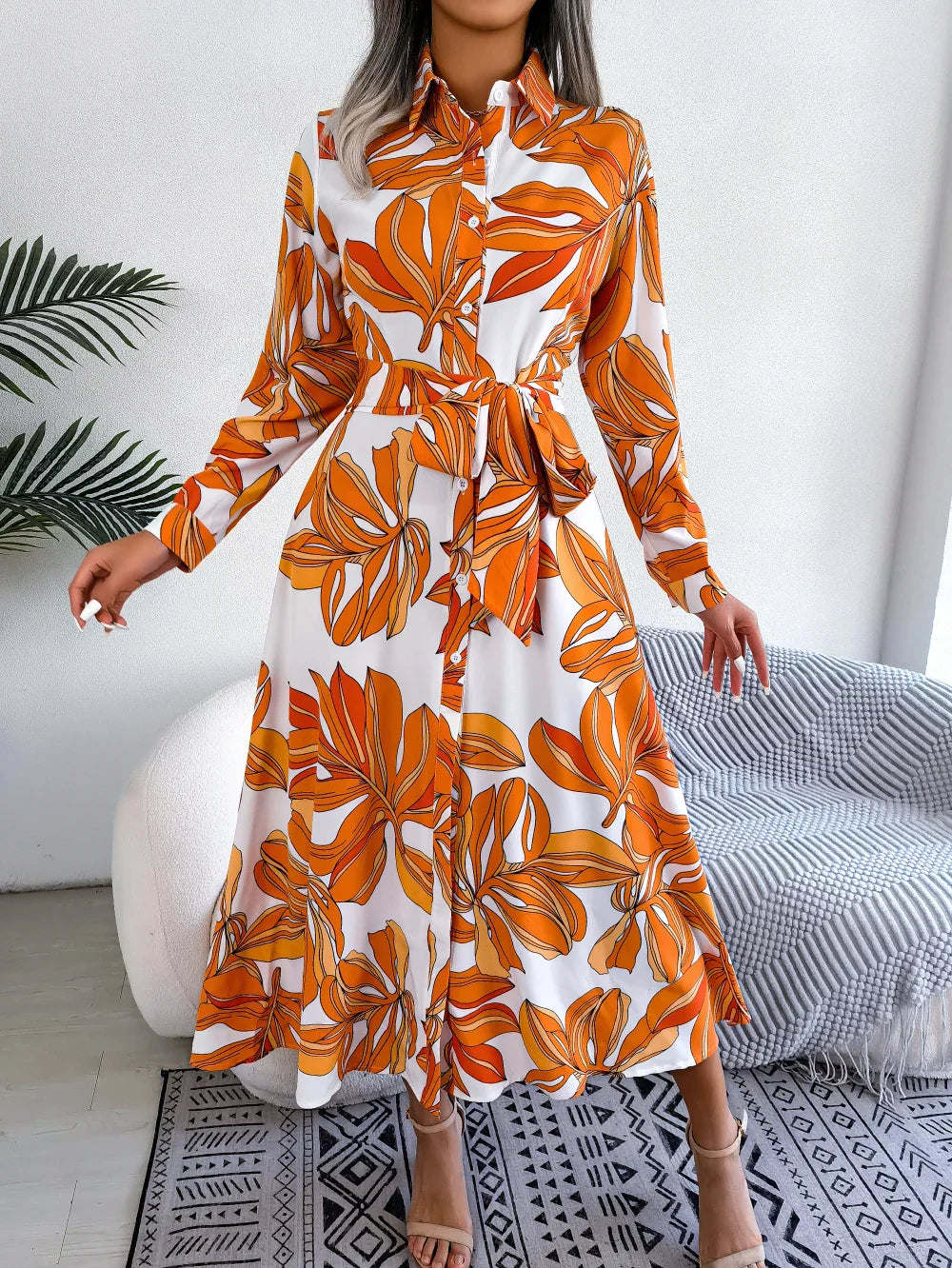 Claire | Robe-Chemise Fluide à Imprimé Floral