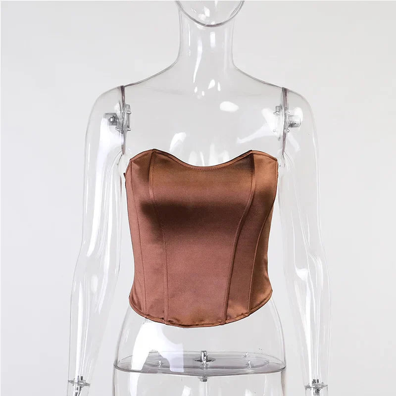 Élisa | Haut Bustier Sans Bretelles en Satin