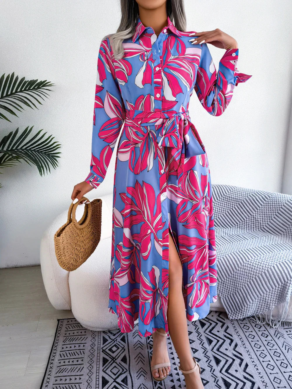 Claire | Robe-Chemise Fluide à Imprimé Floral