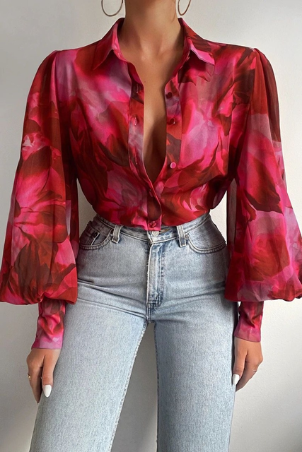 Soléa | Blouse Fluide à Imprimé Feuillage pour Femme