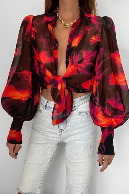 Soléa | Blouse Fluide à Imprimé Feuillage pour Femme