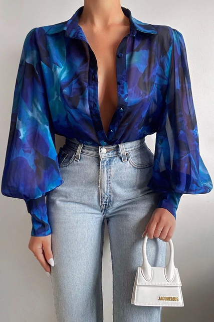 Soléa | Blouse Fluide à Imprimé Feuillage pour Femme