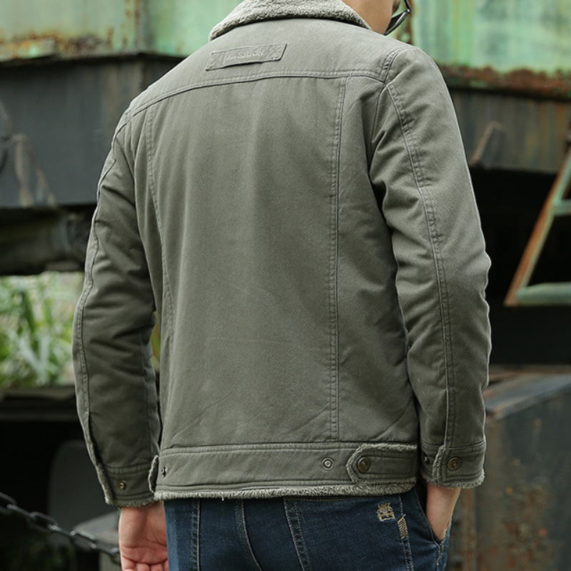 Soren | Veste Homme Doublée avec Col en Fourrure et Fermeture Boutonnée