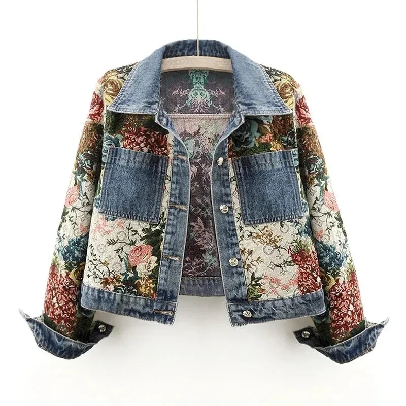 Ysoline | Veste en Jean à Motifs Floraux Tissés pour Femme