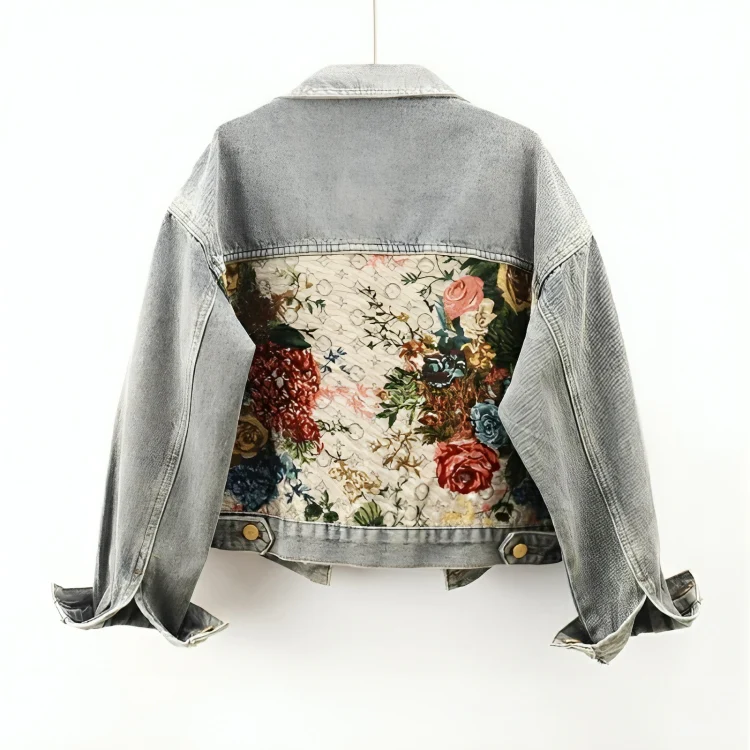 Ysoline | Veste en Jean à Motifs Floraux Tissés pour Femme