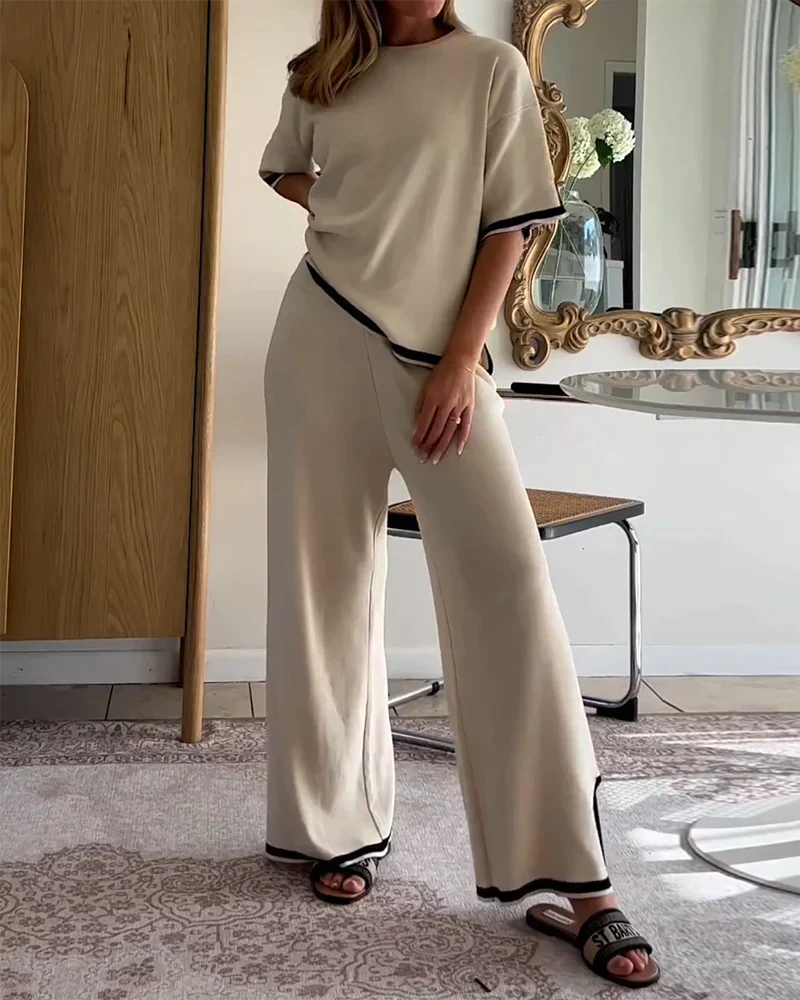Alvèna | Ensemble Pull Oversize et Pantalon Large en Maille pour Femme