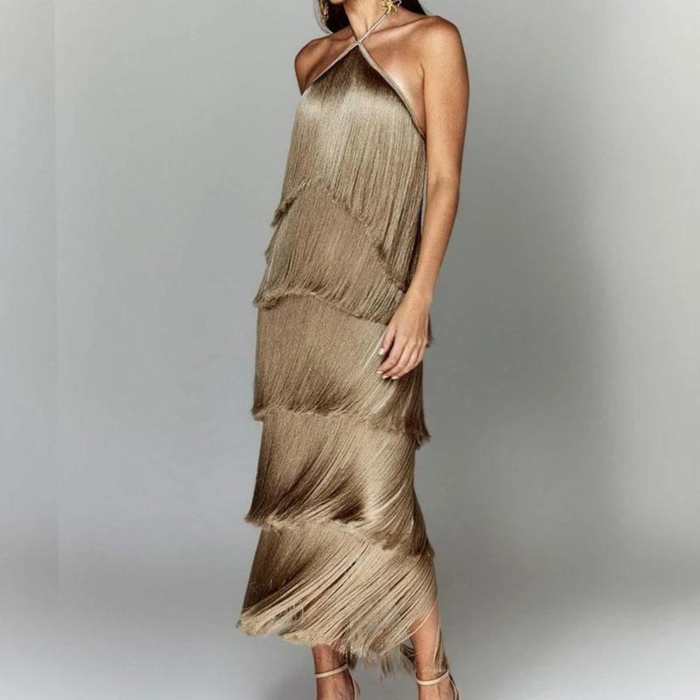 Élodie | Robe Halter à Franges pour Femme