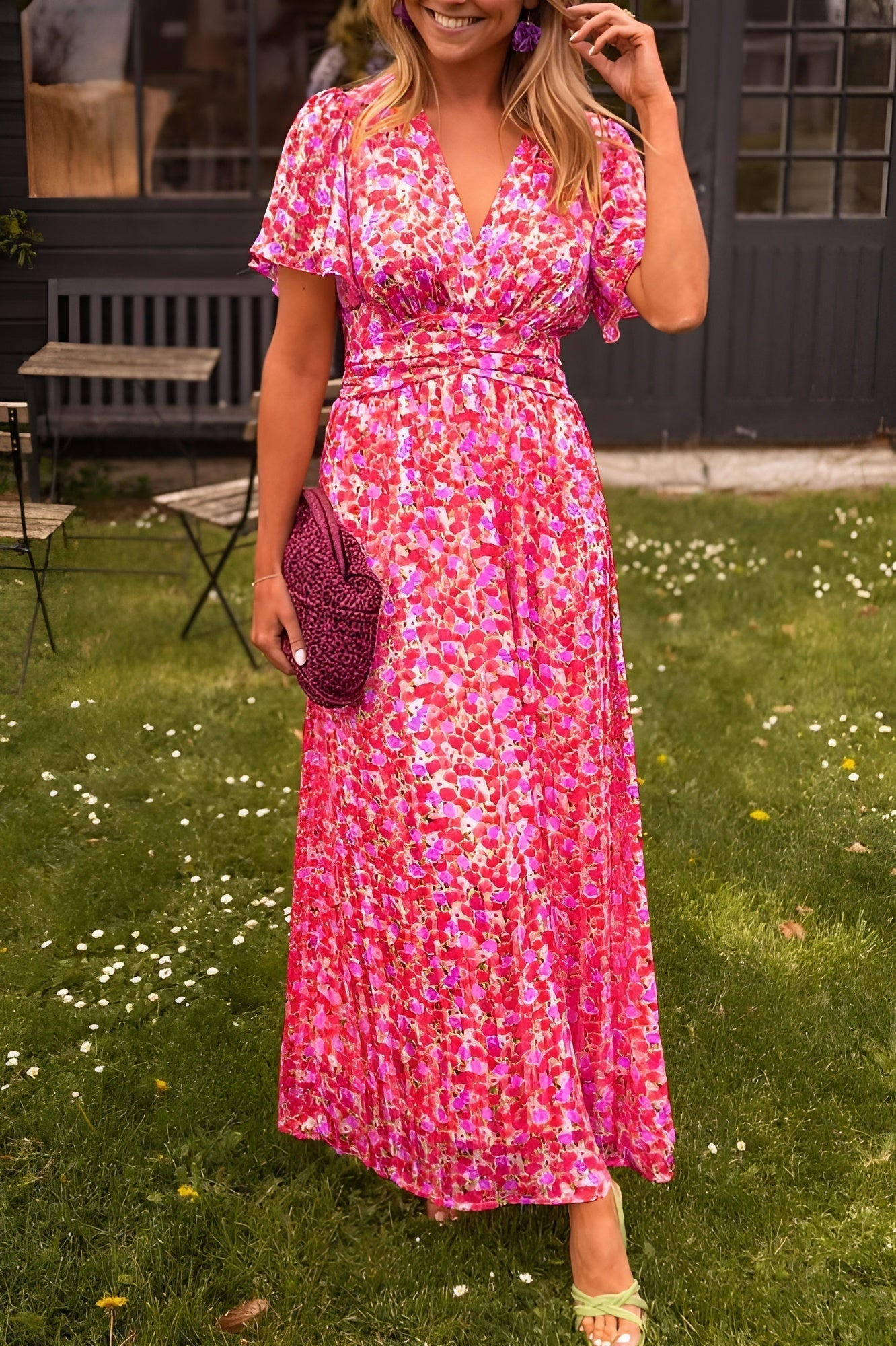 Amara | Robe Longue Fluide à Imprimé Coloré