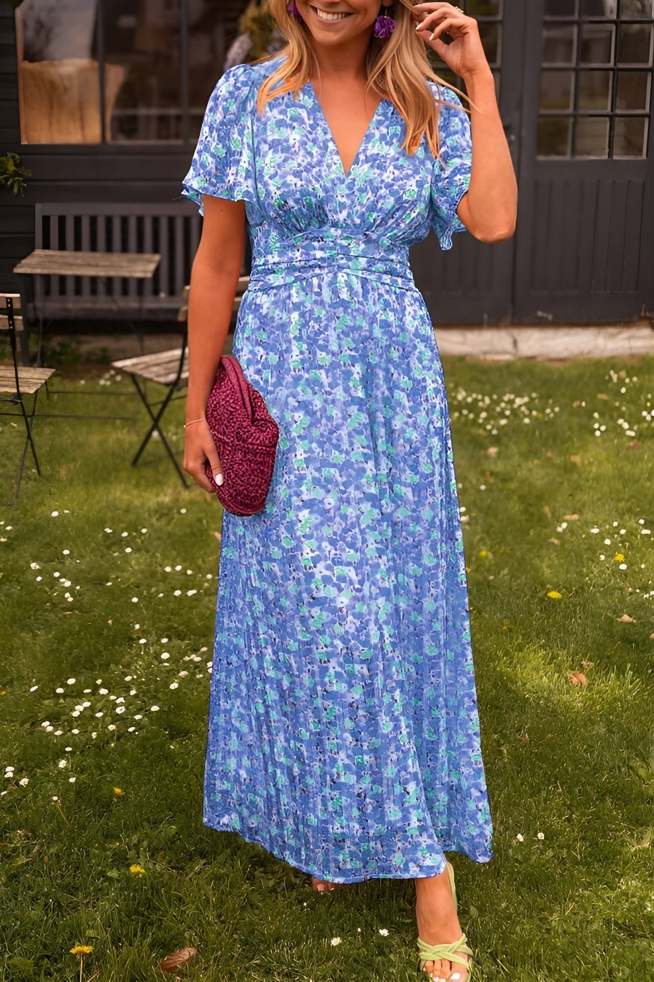 Amara | Robe Longue Fluide à Imprimé Coloré